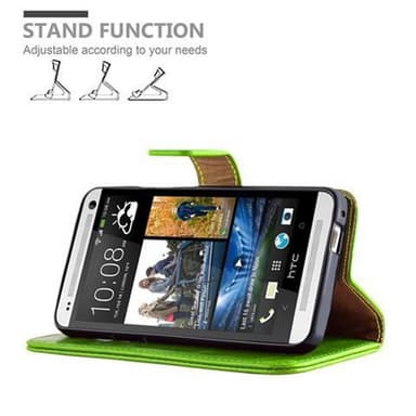 HTC ONE M7 Plånboksfodral Skal (Grön)