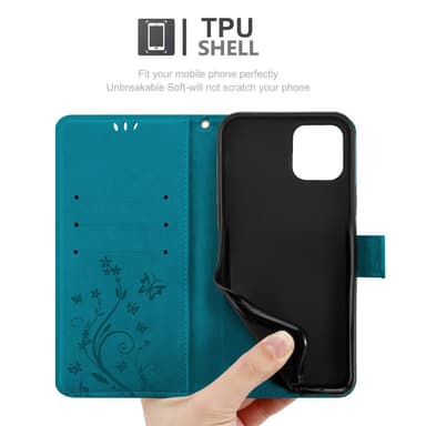 iPhone 12 MINI Plånboksfodral Skal (Blå)