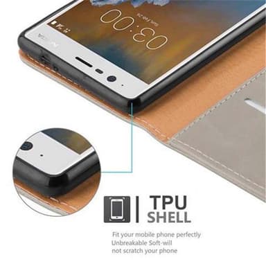 Nokia 3 2017 Plånboksfodral Skal (Brun)