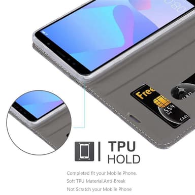Huawei Y6 PRIME Plånboksfodral Skal (Grå)