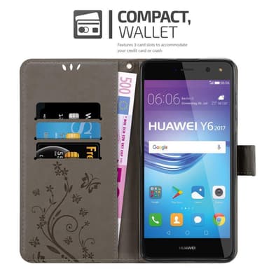Huawei Y5 2017 / Y6 2017 Plånboksfodral Skal (Grå)