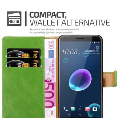HTC Desire 12 Plånboksfodral Skal (Grön)