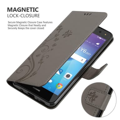 Huawei Y5 2017 / Y6 2017 Plånboksfodral Skal (Grå)