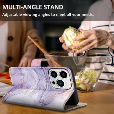 iPhone 14 PRO Plånboksfodral Skal (Lila)