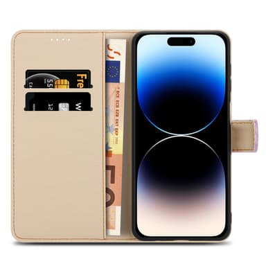 iPhone 14 PRO Plånboksfodral Skal (Lila)