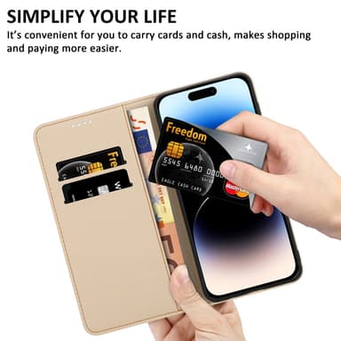iPhone 14 PRO Plånboksfodral Skal (Lila)