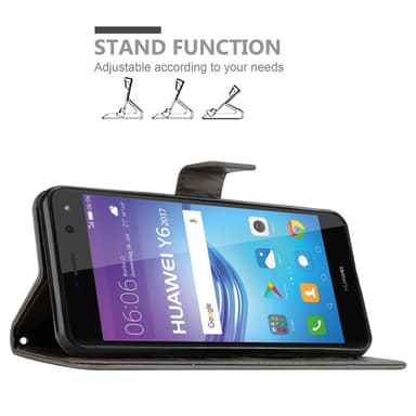 Huawei Y5 2017 / Y6 2017 Plånboksfodral Skal (Grå)
