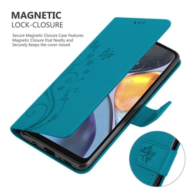 Motorola MOTO G22 Plånboksfodral Skal (Blå)