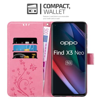Oppo FIND X3 NEO Plånboksfodral Skal (Rosa)