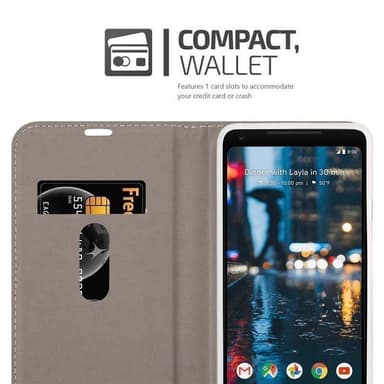 Google PIXEL 2 XL Plånboksfodral Skal (Grå)