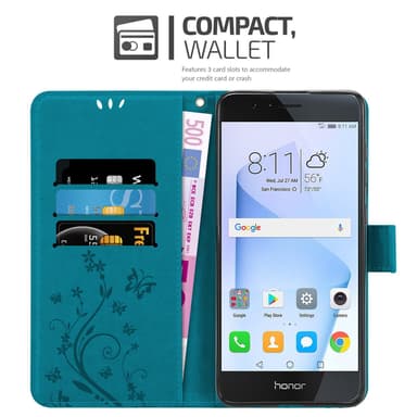 Honor 8 / 8 PREMIUM Plånboksfodral Skal (Blå)