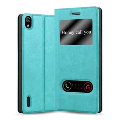 Huawei ASCEND P7 Plånboksfodral Skal (Turkos)