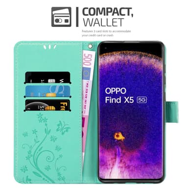 Oppo FIND X5 Plånboksfodral Skal (Turkos)