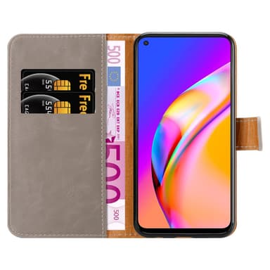 Oppo A94 5G Plånboksfodral Skal (Brun)