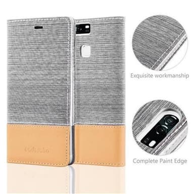 Huawei P9 Plånboksfodral Skal (Grå)