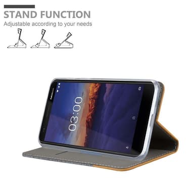 Nokia 3.1 Plånboksfodral Skal (Grå)