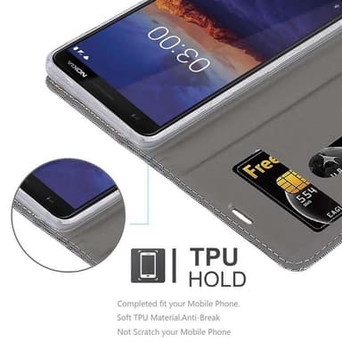 Nokia 3.1 Plånboksfodral Skal (Grå)