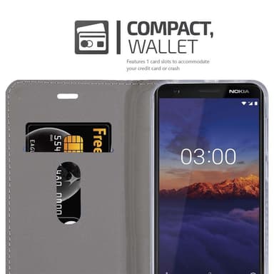 Nokia 3.1 Plånboksfodral Skal (Grå)