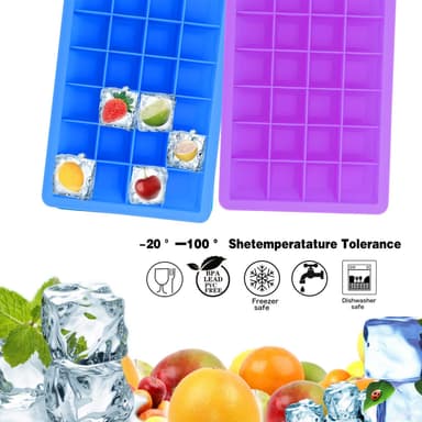 2x Isterningformar Iskubs låda Iskubbrickor Set (Lila)