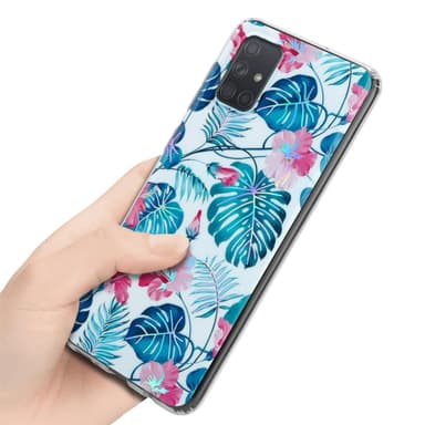 Samsung Galaxy A71 4G Fodral Skal Blommor (Vit)