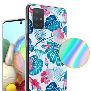 Samsung Galaxy A71 4G Fodral Skal Blommor (Vit)