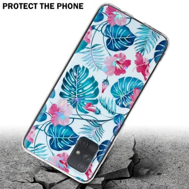 Samsung Galaxy A71 4G Fodral Skal Blommor (Vit)