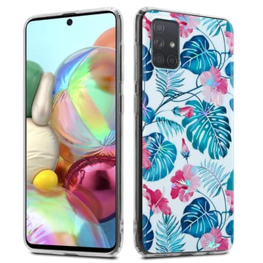 Samsung Galaxy A71 4G Fodral Skal Blommor (Vit)