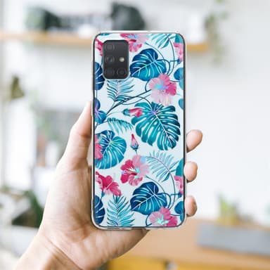 Samsung Galaxy A71 4G Fodral Skal Blommor (Vit)