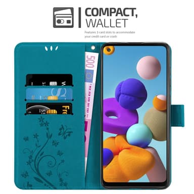 Samsung Galaxy A21s Plånboksfodral Skal (Blå)