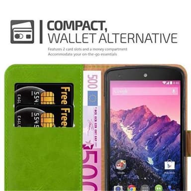LG Google NEXUS 5 Plånboksfodral Skal (Grön)