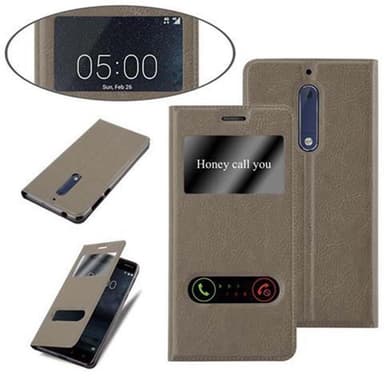 Nokia 5 2017 Plånboksfodral Skal (Brun)