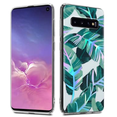 Samsung Galaxy S10 4G Fodral Skal Blommor (Vit)