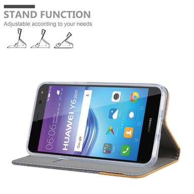 Huawei Y5 2017 / Y6 2017 Plånboksfodral Skal (Grå)