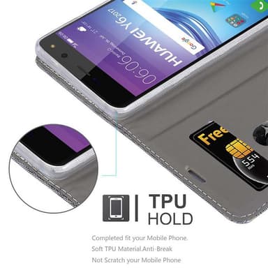 Huawei Y5 2017 / Y6 2017 Plånboksfodral Skal (Grå)