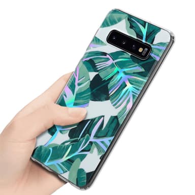Samsung Galaxy S10 4G Fodral Skal Blommor (Vit)