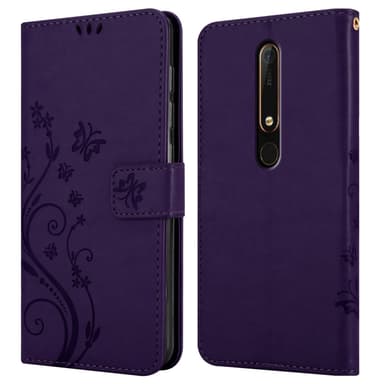 Nokia 6.1 Plånboksfodral Skal (Lila)