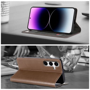 Samsung Galaxy S24 PLUS Plånboksfodral Skal (Brun)