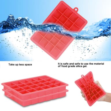 2x Isterningformar Iskubs låda Iskubbrickor Set (Röd)