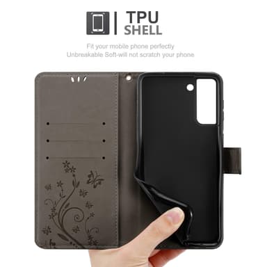 Samsung Galaxy S21 PLUS Plånboksfodral Skal (Grå)