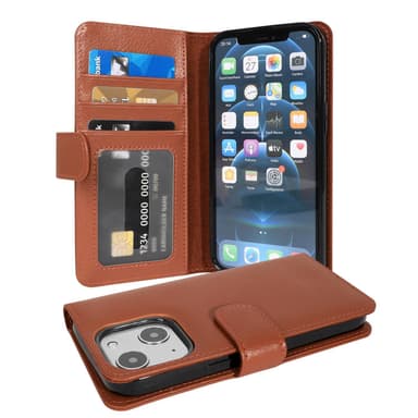iPhone 13 Plånboksfodral Skal (Brun)