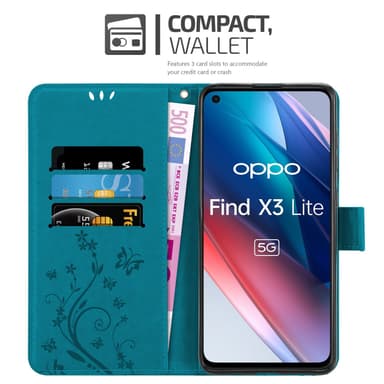 Oppo FIND X3 LITE Plånboksfodral Skal (Blå)