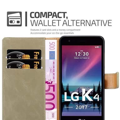 LG K4 2017 Plånboksfodral Skal (Brun)
