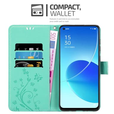 Oppo Reno6 5G Plånboksfodral Skal (Turkos)