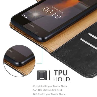 Nokia 1 2018 Plånboksfodral Skal (Svart)