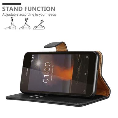 Nokia 1 2018 Plånboksfodral Skal (Svart)