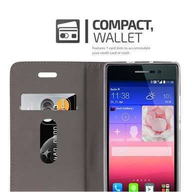 Huawei ASCEND P7 Plånboksfodral Skal (Grå)