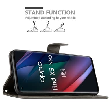 Oppo FIND X3 NEO Plånboksfodral Skal (Grå)