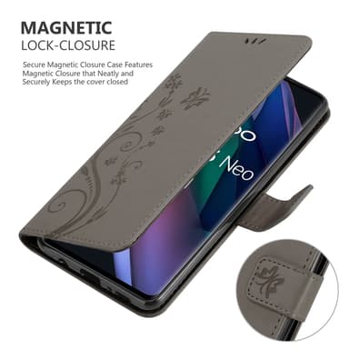 Oppo FIND X3 NEO Plånboksfodral Skal (Grå)