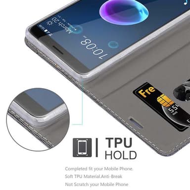 HTC Desire 12 Plånboksfodral Skal (Grå)