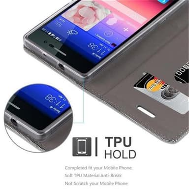 Huawei ASCEND P7 Plånboksfodral Skal (Grå)